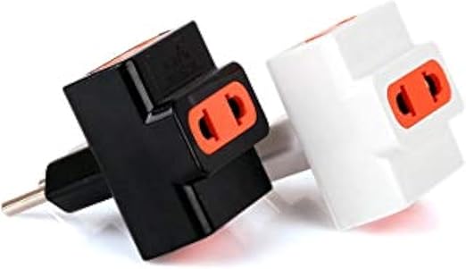 2 Multi-Way Adapter with 3 Round Pin Outlets