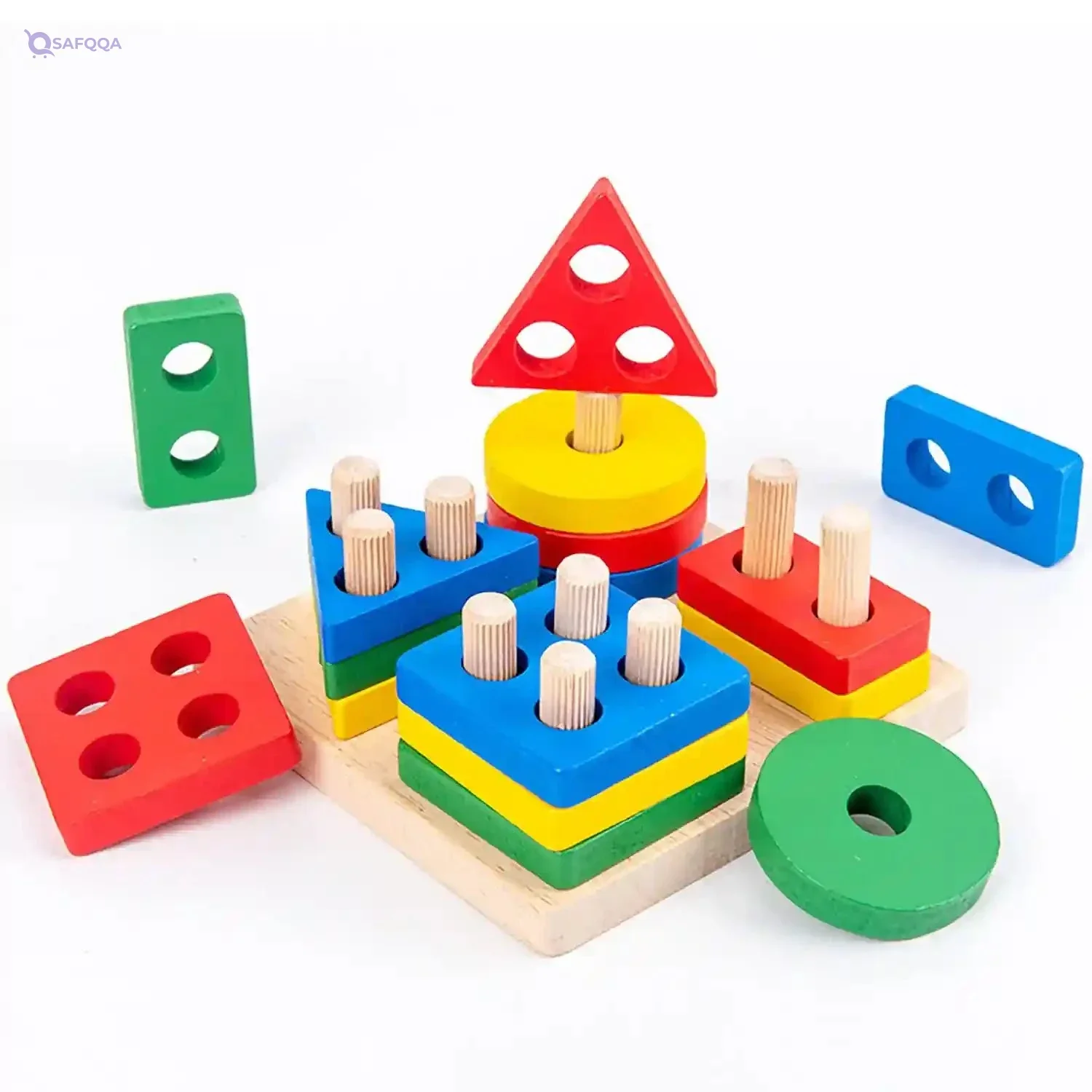 YelaJoy Educational Wooden Toys with Colorful Geometric Shapes, Sorting and Stacking Learning Toy for Kids