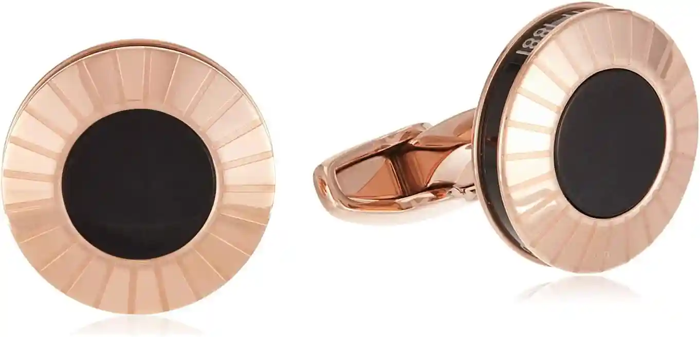 Cerruti 1881 Men Cufflinks Rose Gold Black Stainless Steel