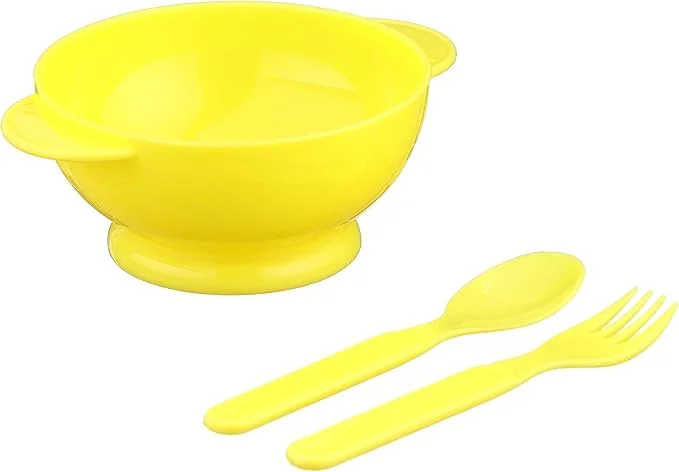 3-Piece Plastic Kids Dining Set (Plate + Spoon + Fork)