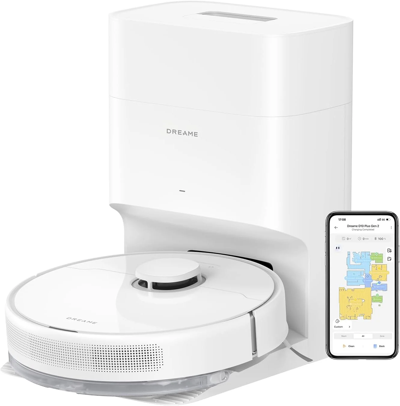 Dreame D10 Plus Gen 2 Robot Vacuum Cleaner 6000Pa Self-Empty LiDAR White