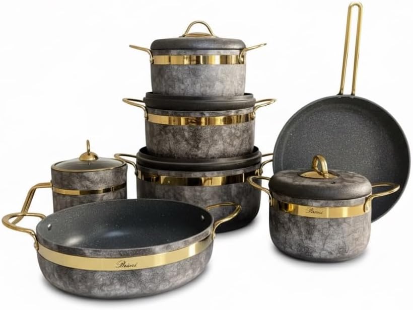 Brioni Royal Stone Natural Granite Cookware Set 12 Pieces