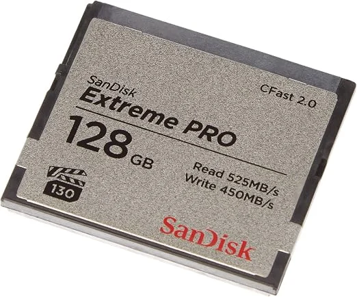 SanDisk Extreme PRO CFast 2.0 Memory Card – 128GB, Up to 525MB/s Read Speed
