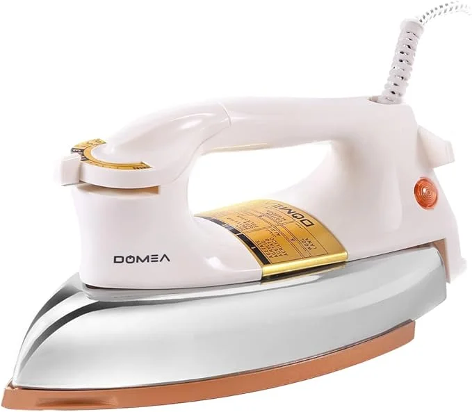 DOMEA Electric Dry Iron 1200W Heavyweight Non-Stick Soleplate White