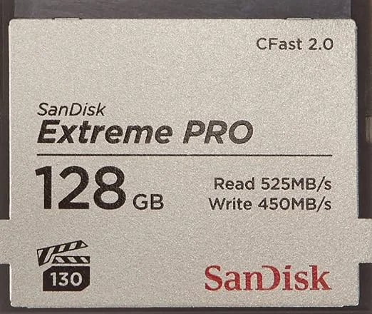 SanDisk Extreme PRO CFast 2.0 Memory Card – 128GB, Up to 525MB/s Read Speed