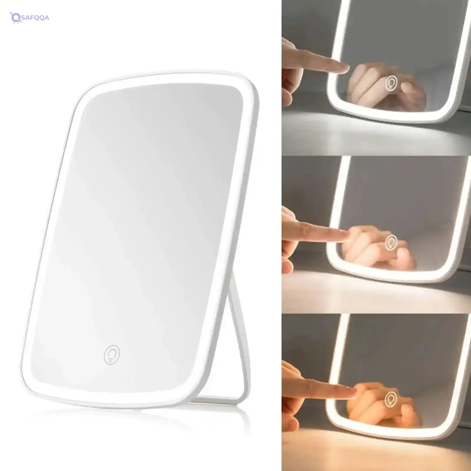 Generic Light Up Makeup Mirror 45° Tilt USB Rechargeable Dimmable Multi Color