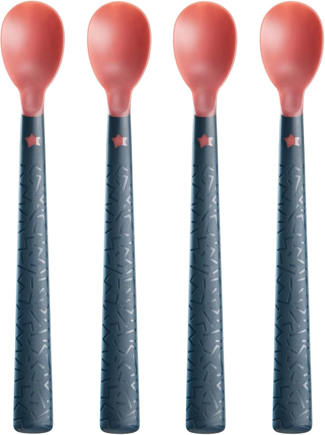 Tommee Tippee Heat Sense Weaning Spoons with BACSHIELD Antibacterial Technology, Long Anti-Slip Handles, 4m+, Pack of 4