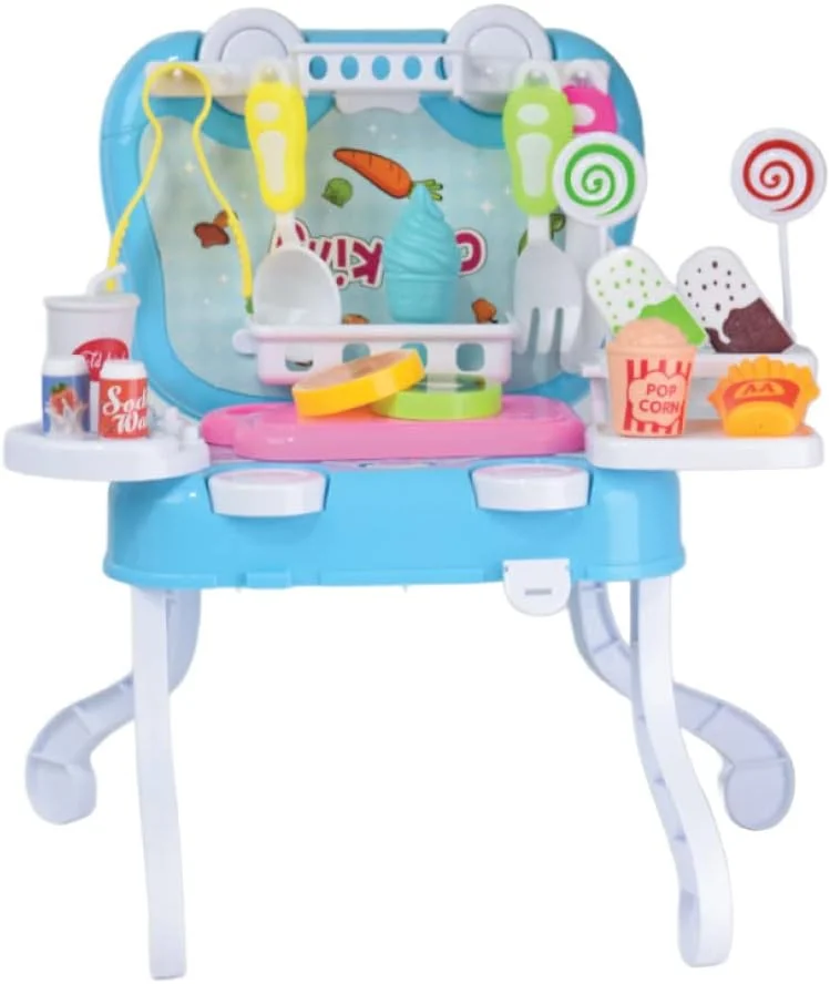 Kids Cooking Cart Playset with Cold Drink Cups – 18 Pieces