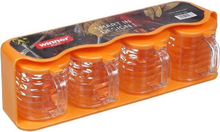 Winner Plast Spice Jar Set with Stand – 4 Pieces