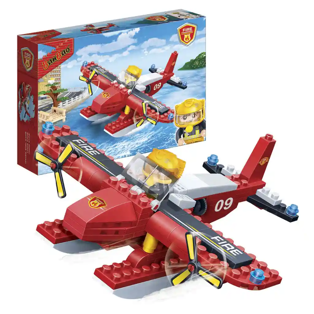 BANBAO Fire Seaplane Building Block Set